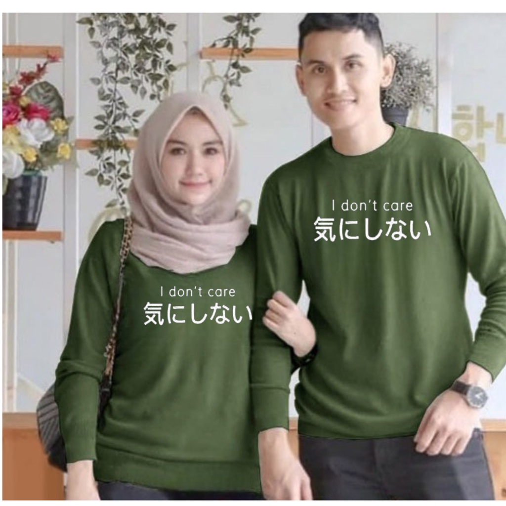 baju lengan panjang COUPLE i dont care / kaos distro trendy keren dan kekinian