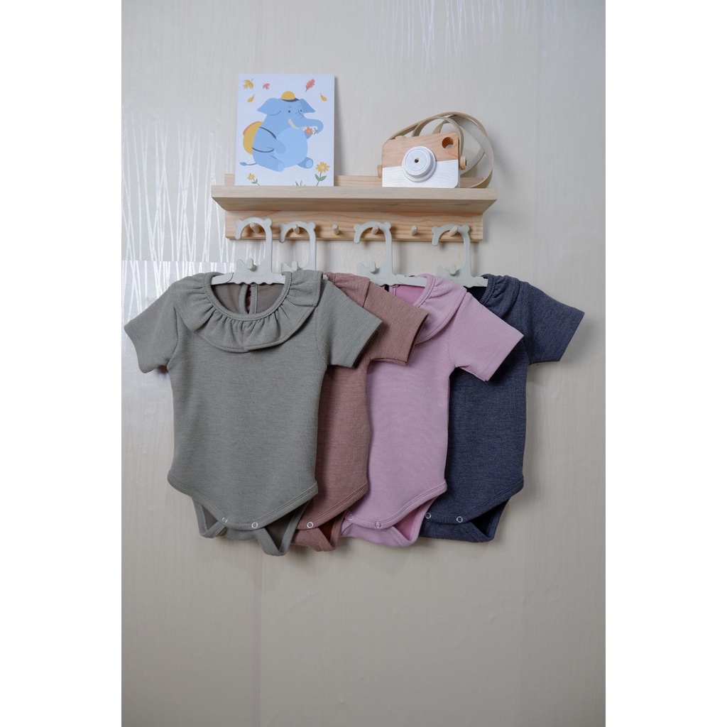 Kumagi- Kim Ruffle Jumper Bayi Newborn Anak Perempuan 0-3 Tahun Rib Knit//Romper Bayi Lucu Murah Premium