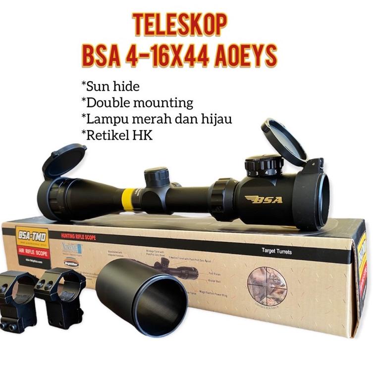 REKOMENDASI teleskop telescope BSA 4-16x44AOEYS retikel HK dobel monting