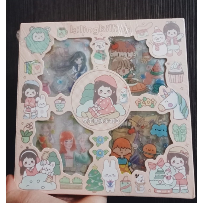 STICKER MOMO WATERPROOF ISI 100 LEMBAR PER BOX-PEACH MIX MOTIF/BOX