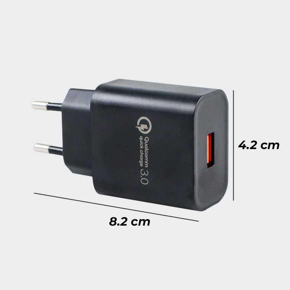 Charger USB Universal Quick Charge 3.0 1 Port EU Plug 18W - GS-552 - Black