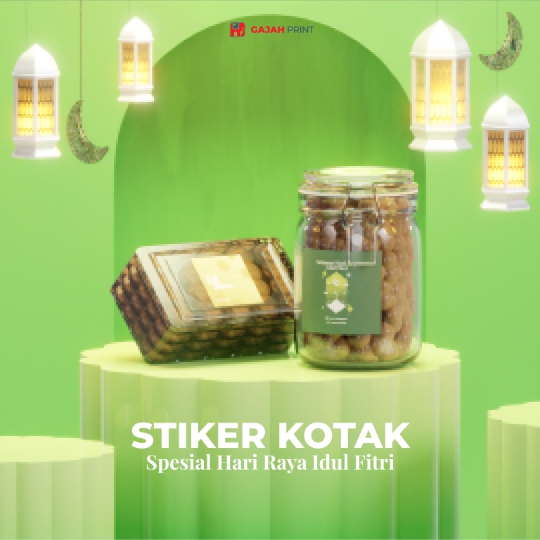 

Stiker Viny Glossy Kotak Spesial Lebaran (Cutting Kisscut) / label makanan / Label Toples