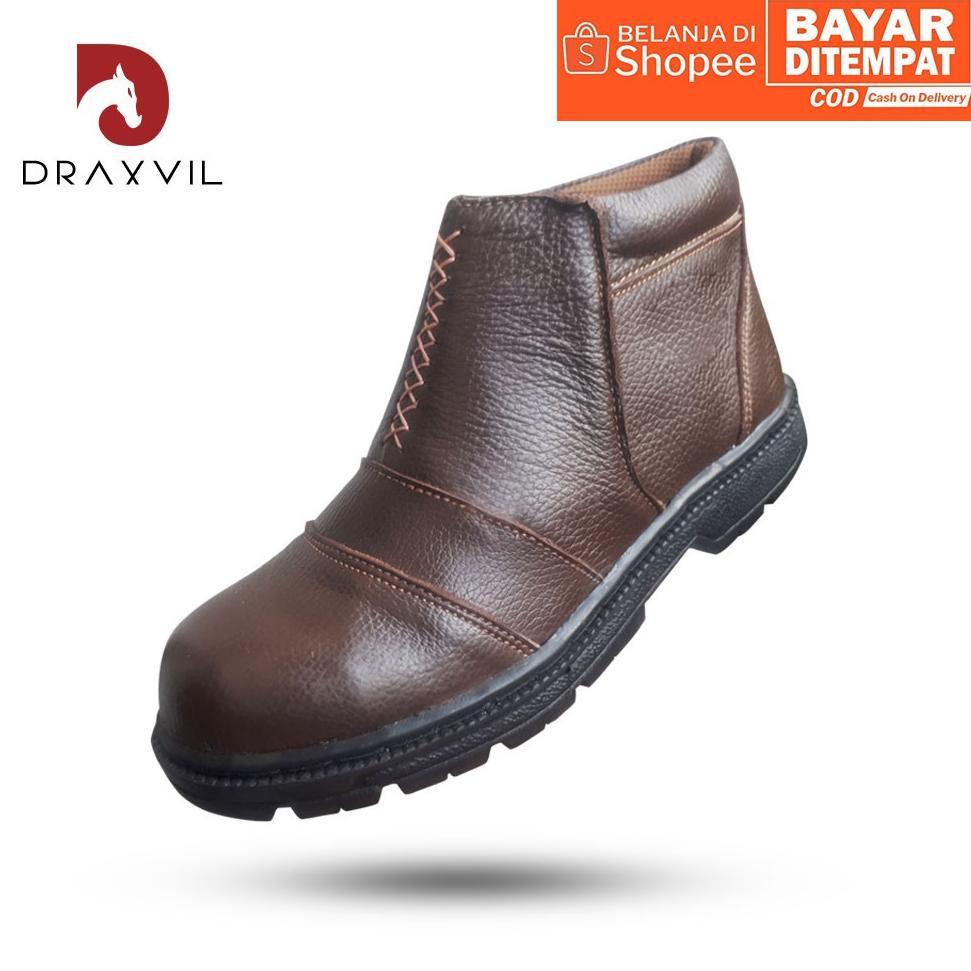 TERPERCAYA Draxvil Kulit Sapi Asli - Sepatu Safety 100% Kulit Sapi Asli