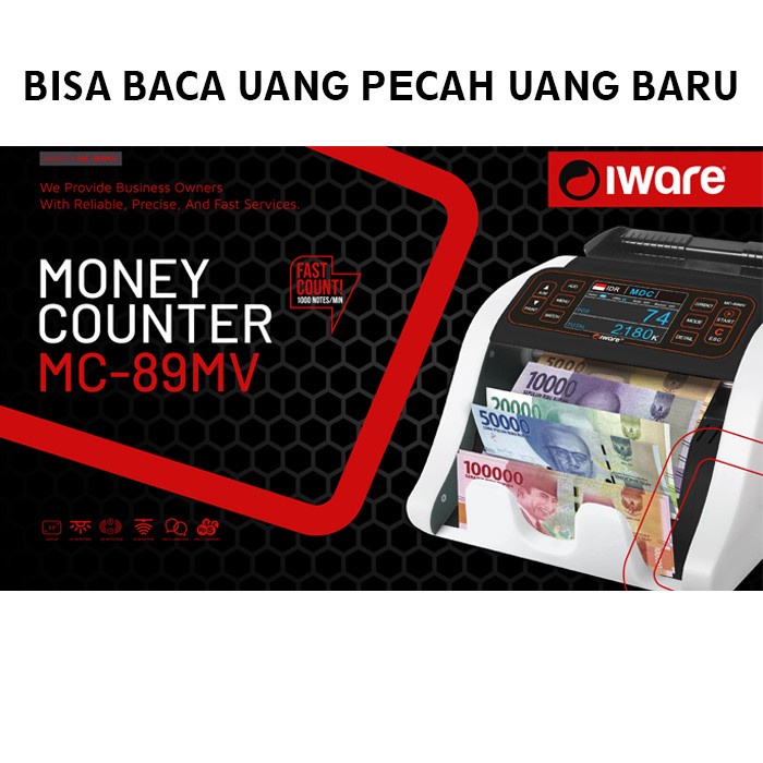 Mesin Penghitung Uang Otomatis IWARE MC-89MV Money Counter with UV BISA DETEKSI UANG PALSU DAN UANG BARU