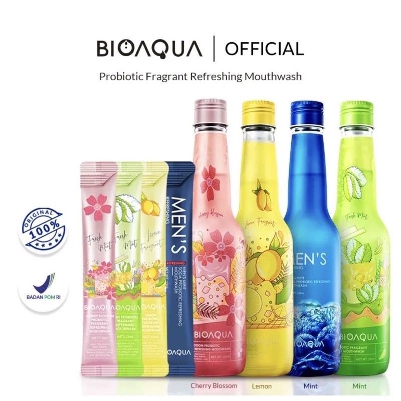 BIOAQUA Mouthwash 330 ML &amp; 13 ML / Obat Kumur / Mengurangi Karang Gigi