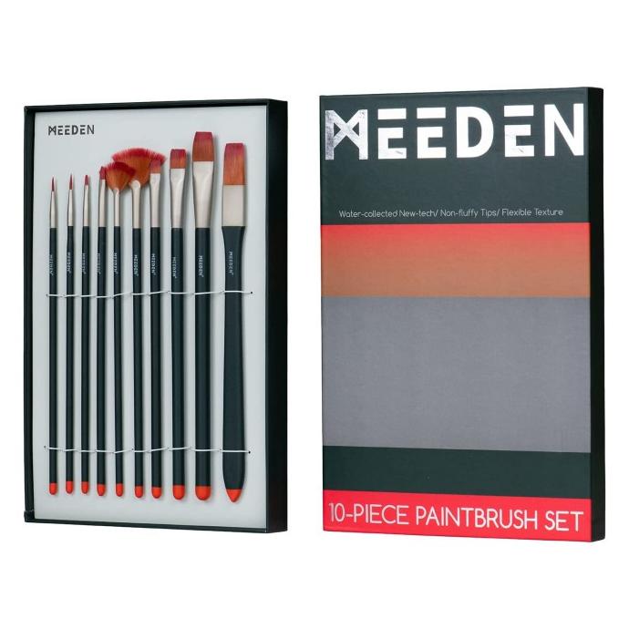 

Kuas Lukis Meeden Acrylic Paint Brush Set 10 Synthetic Long Handle