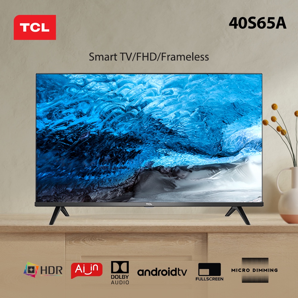 TCL 40" 40S65 - Slim Smart TV 40 Inch Android TV Bezel less