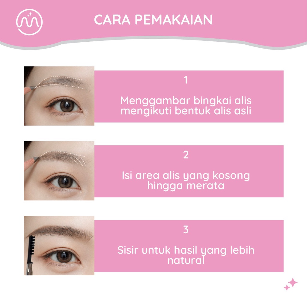 MINIPINK - Pensil Alis Double Head Anti Air Tahan Lama untuk Alis Lebih Cantik dan Tahan Lama