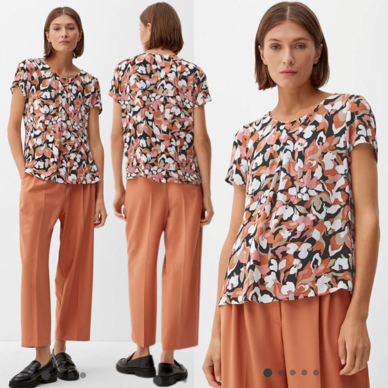 S Oliver full print short sleeve blouse