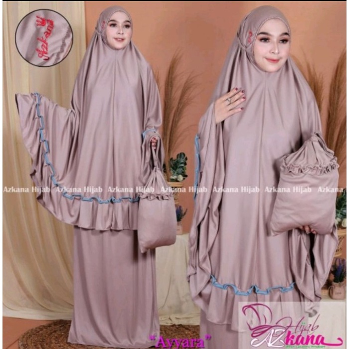 Mukena Travel h polos premium terbaru bonus Tas Coklat susu T9M1 Polos Ramadhan Bisa Cod Berkualitas