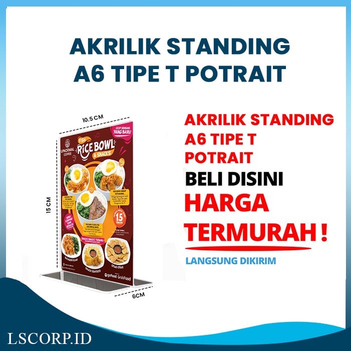 

Akrilik Brosur Bening A6 2mm Tipe T Potrait Stand Acrylic Meja Polos Tent Akrilik A6 (10,5 x 15 cm)