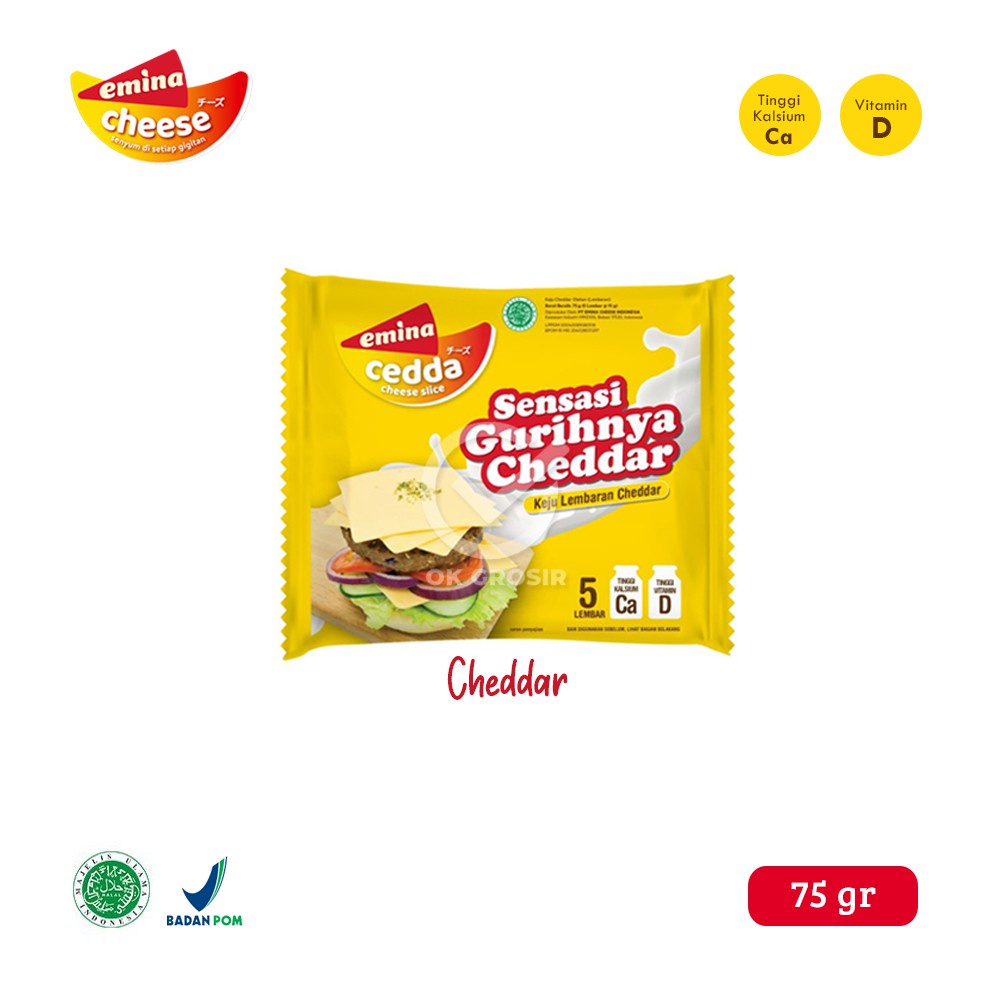 

Emina cedda cheese slice cheddar 5 pcs x 15 gram