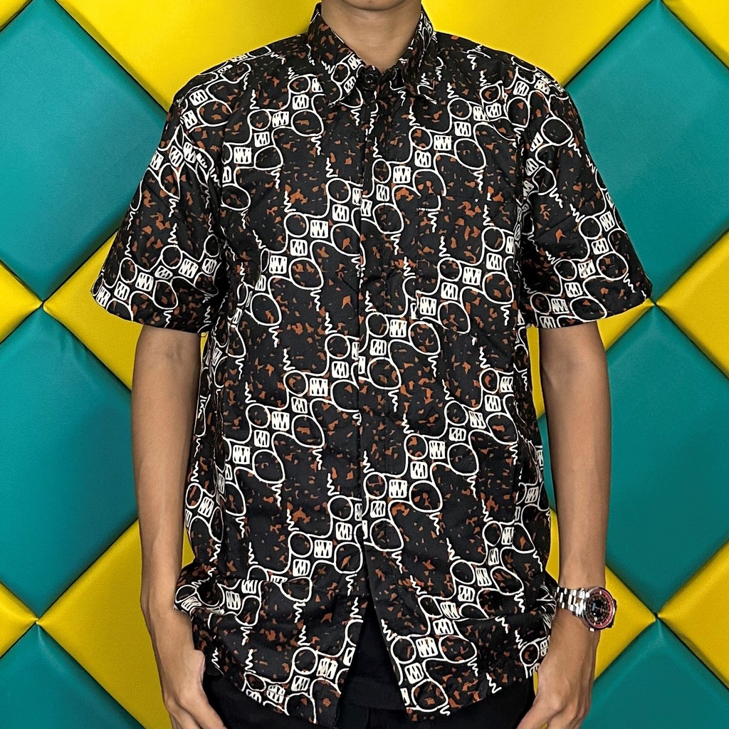 BSWART Batik HRB026 kenongo kemeja panjang anjani biru Pekalongan M L XL Batik Pria MURAH Modern Grosir