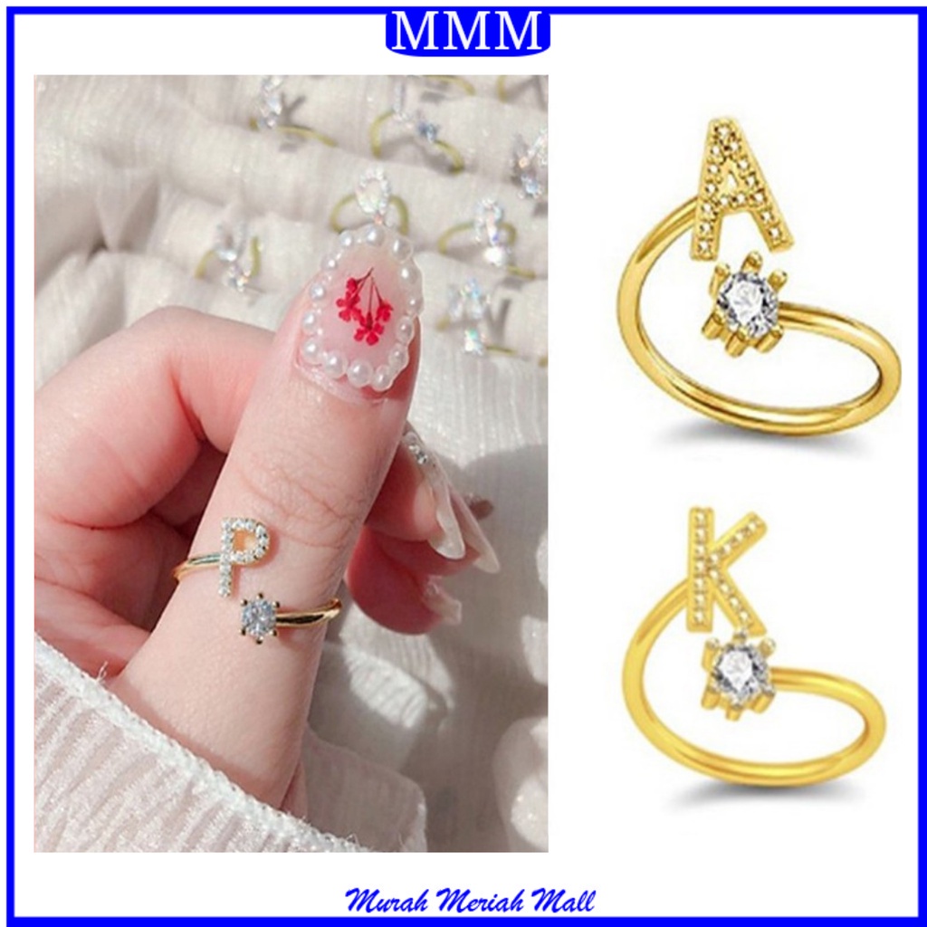 MMM Cincin Wanita Fashion / GOLD / Korea Cincin Wanita Huruf P - Z # BISA COD