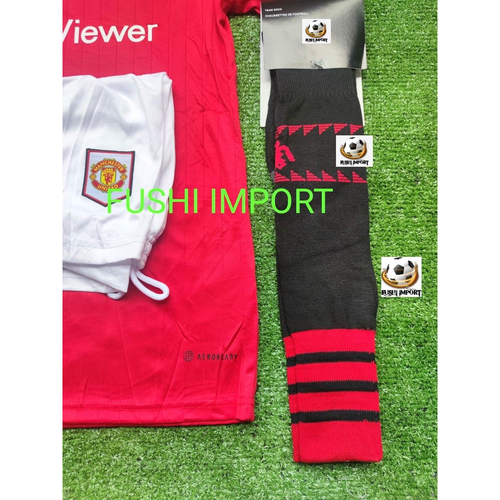 NEW ! Setelan Jersey Baju Bola MU Home 2022 2023 ( Fullset Satu Set ) Grade Ori