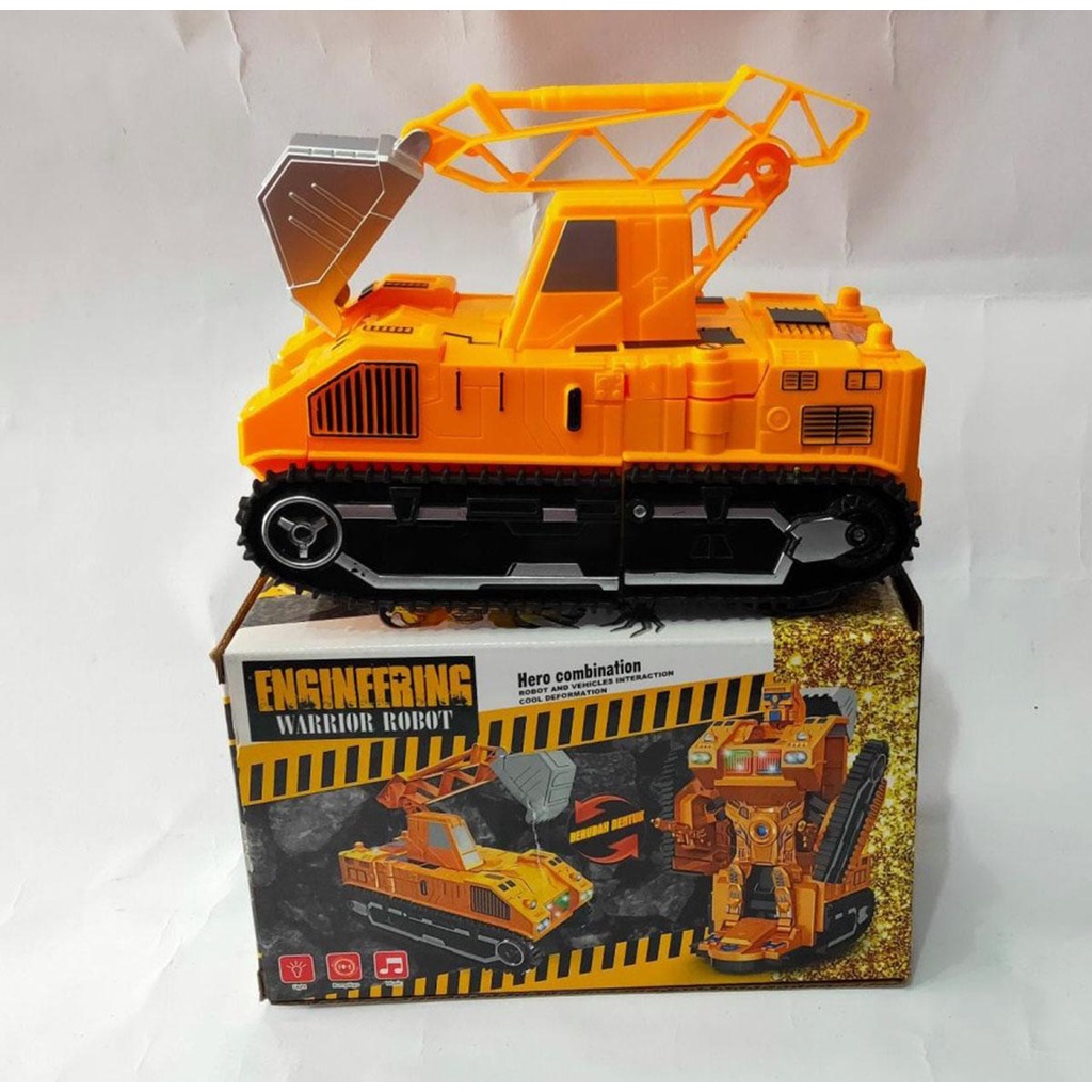 Engineering Warrior Robot Kuning / Mainan Anak Laki Mobil Robot berubah jadi Tank Beko /Mainan Cowok (Gratis Ongkir)