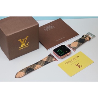 Jam Tangan LV Wanita Tali Kulit Motif LED Digital Fullset Sesuai Gambar ( Bisa COD )