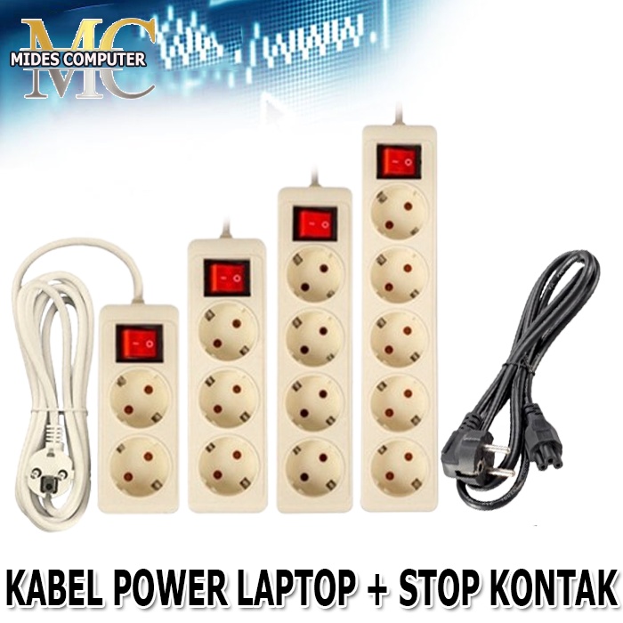 KABEL POWER LAPTOP 3 LUBANG PLUS STOPKONTAK KABEL 1.5M