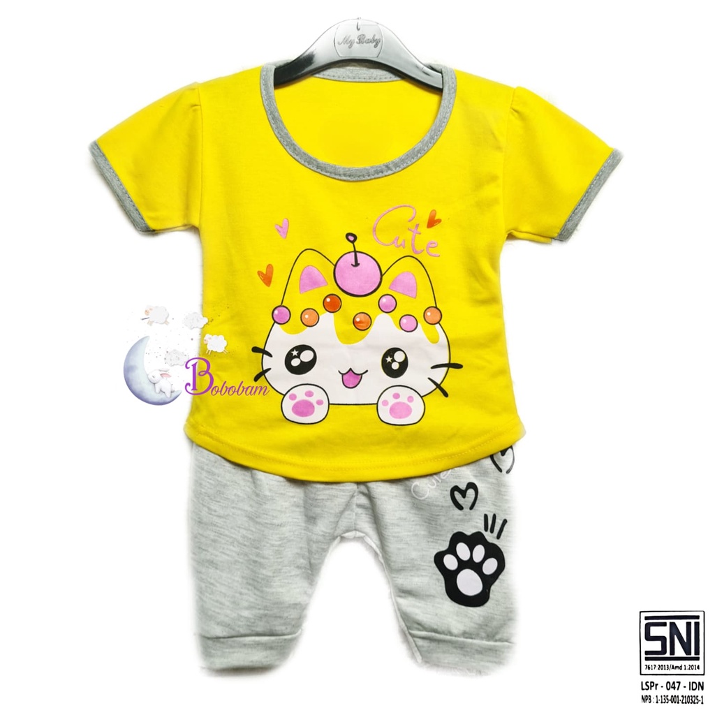 BOBOBAM  BAJU BAYI PEREMPUAN SETELAN ANAK CEWE LUCU STELAN CEWEK 6 12 BULAN IMUT CANTIK KUCING