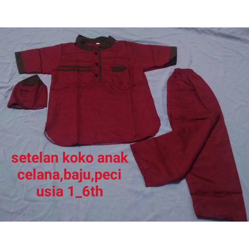 setelan baju koko anak usia 1-6 th. (celana baju peci)