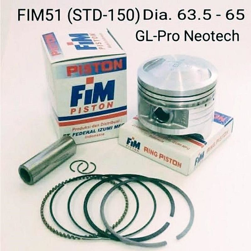 Piston kit FIM Honda GL Pro / Neotech / MegaPro Karbu Std (50) 64 mm Sparepart murah