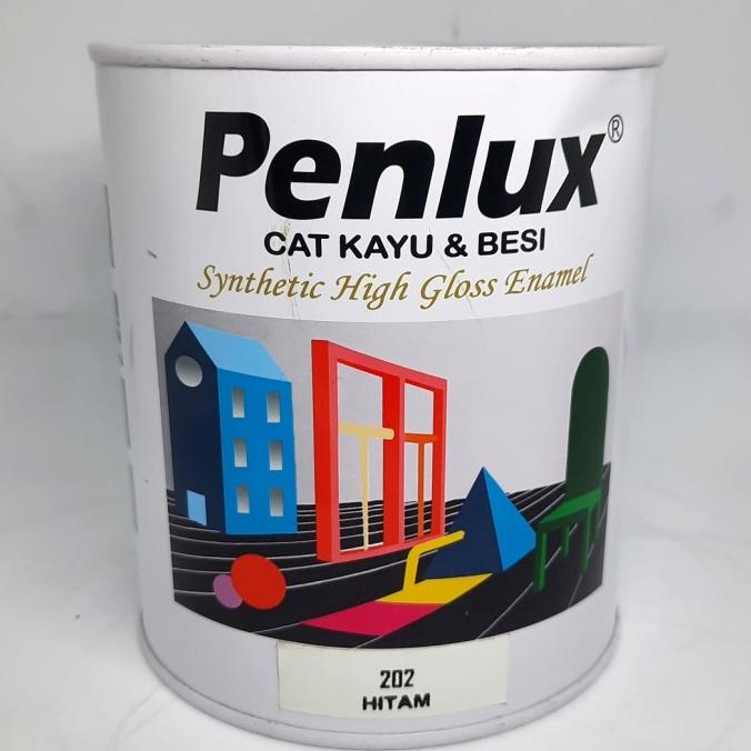 Sale Cat Kayu &amp; Besi Penlux Putih Hitam 1Kg | Cat Minyak Kilap 1 Kg Termurah