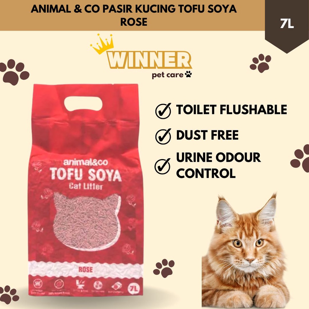 Animal &amp; Co Cat Litter Pasir Kucing Tofu Soya Rose 7 Liter