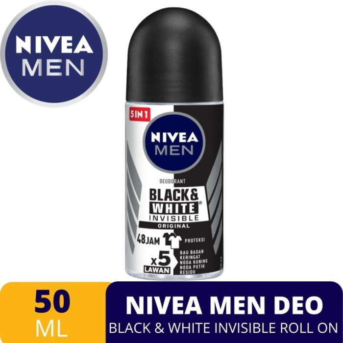 NIVEA MEN Deodorant Black &amp; White Invisible Original Roll On 50ml