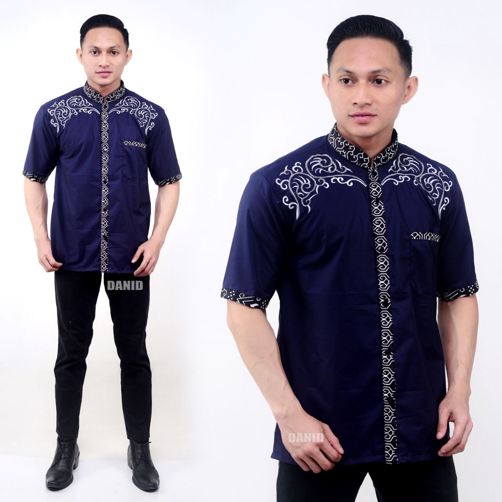 baju koko atasan muslim pria warna hijau botol batik veldanava pekalongan