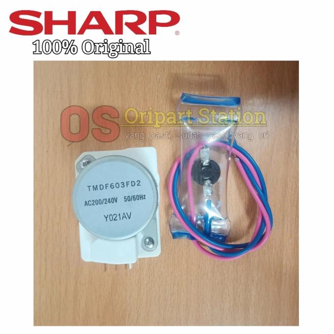 .........] DEFROST TIMER DAN THERMO BIMETAL KULKAS SHARP ORIGINAL SATU SET
