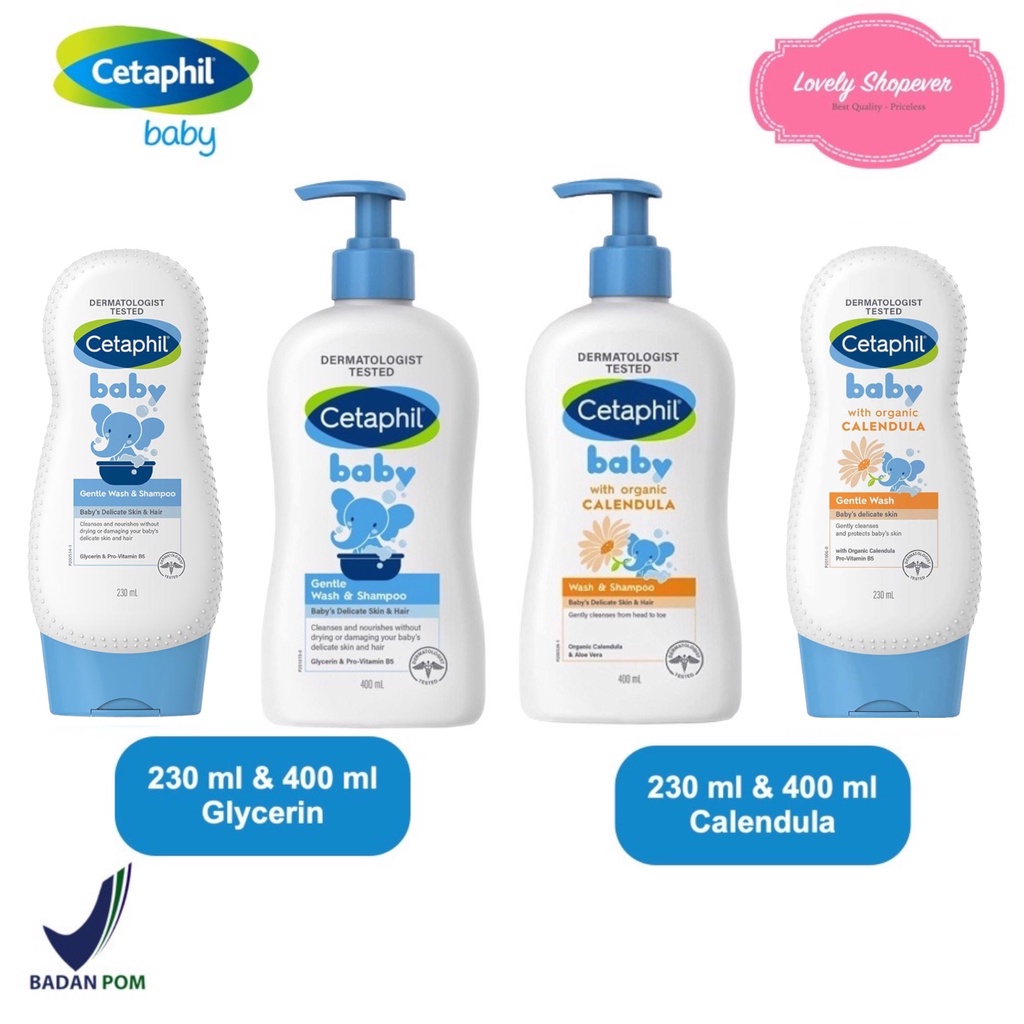 CETAPHIL BABY WASH &amp; AND SHAMPOO GENTLE GANTLE  230 ML 230ML 400 ML 400ML Sampo Bayi Anak Calendula