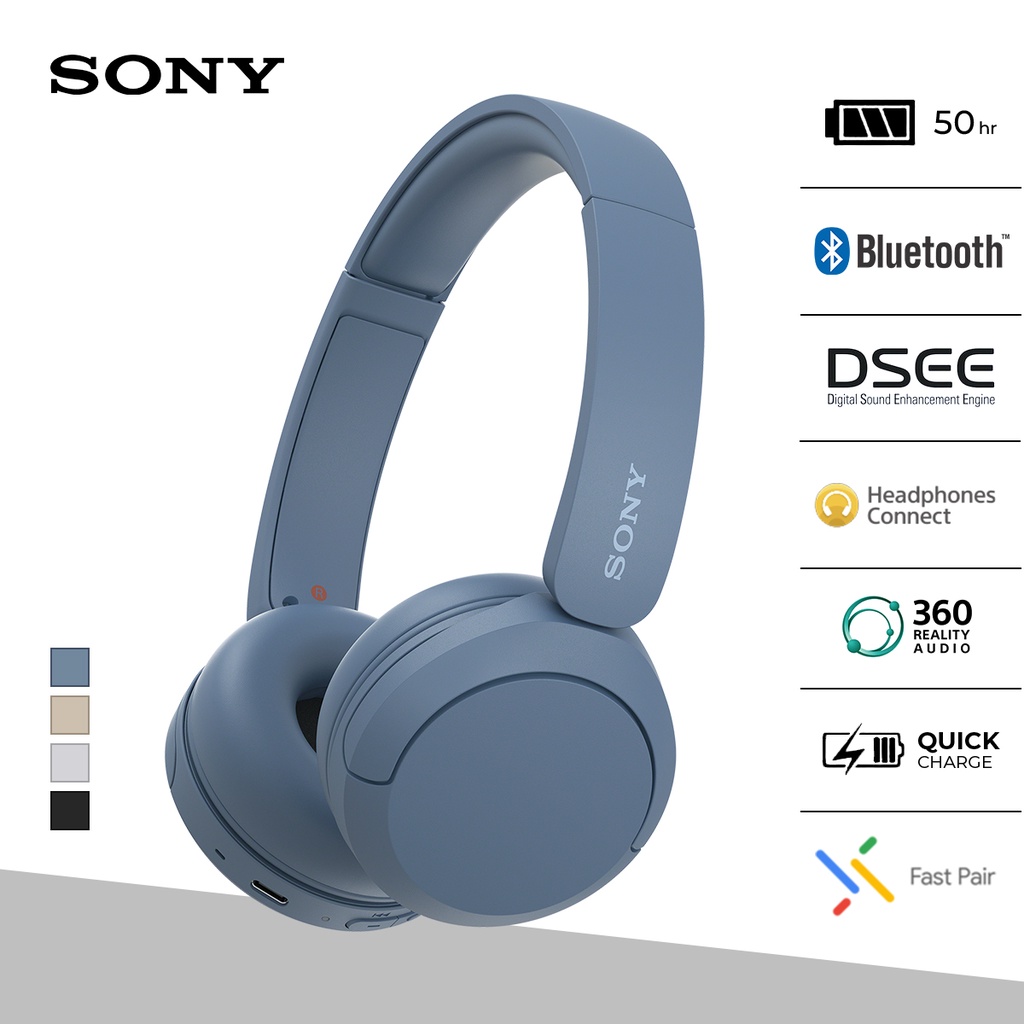 Sony Headphone Nirkabel WH-CH520 - Blue
