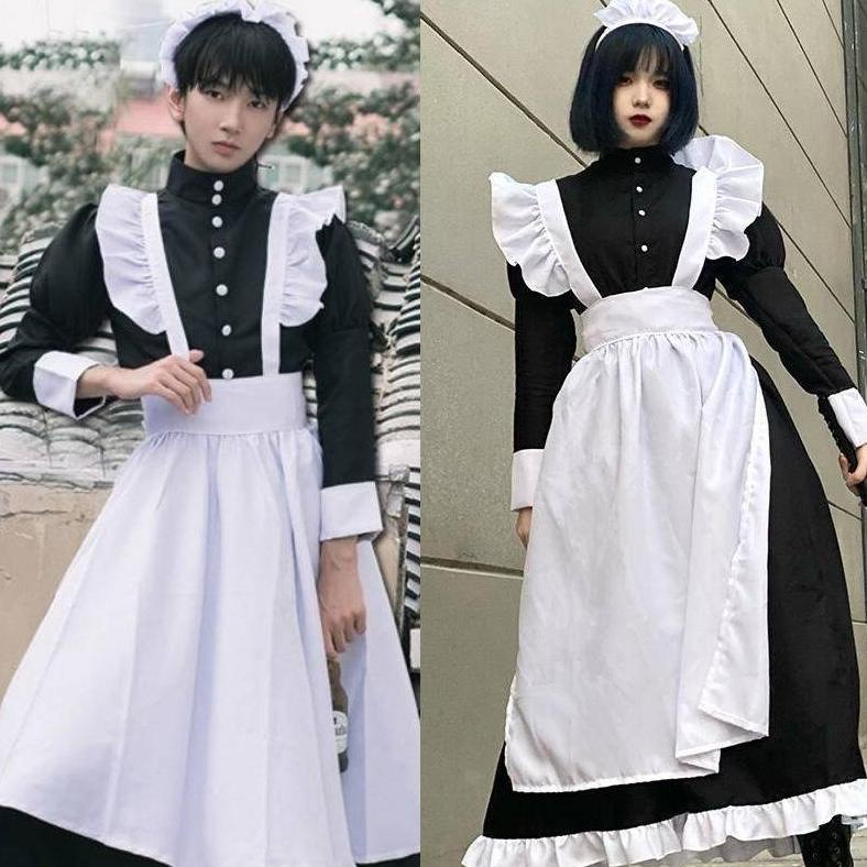 PROMO GILA WetrosePria Wanita Memakai Cosplay Lucu Jepang Lolita Anime Pembantu Loli Hitam Panjang G