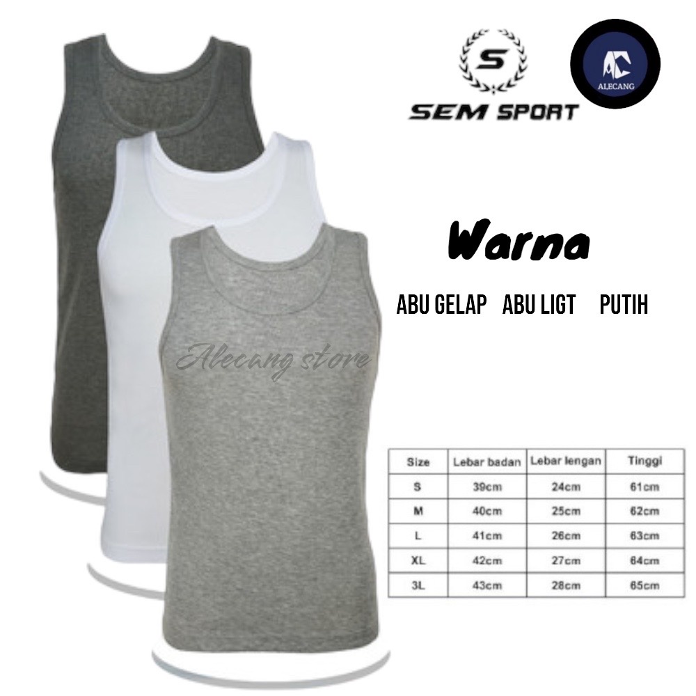 Kaos Putungan SEM Sport SM67 Singlet Pria Dewasa Tanpa Lengan Bahan Katun ( Size M - XXL )