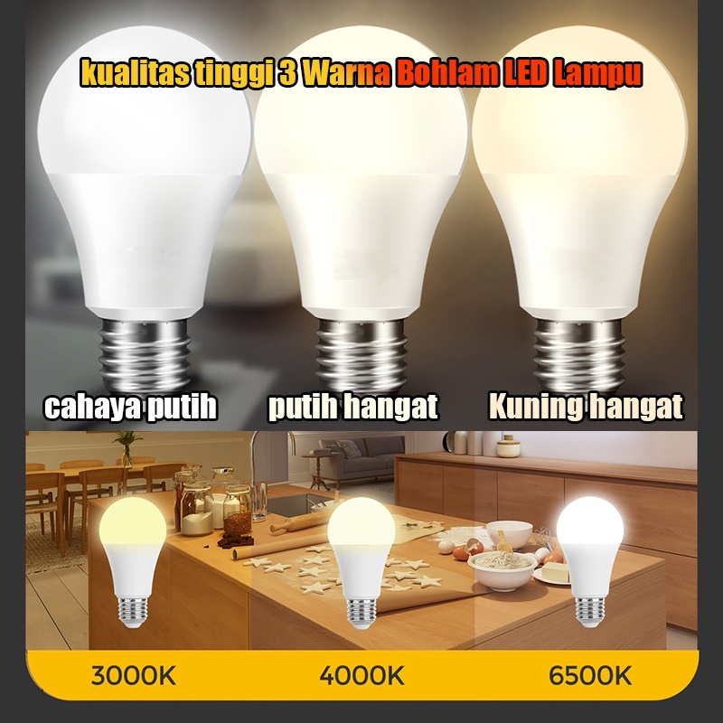 Topspot kualitas tinggi 3 Warna Bohlam LED Lampu Kotak Tiga 8W E27 Bulb Opal Matt 3-Step CCT Tune 800 lm Warm White Neutral White Cool White 3000K 4000K 6500K Daylight Bulb Hemat Energi Bolb untuk Lampu Meja Downlight