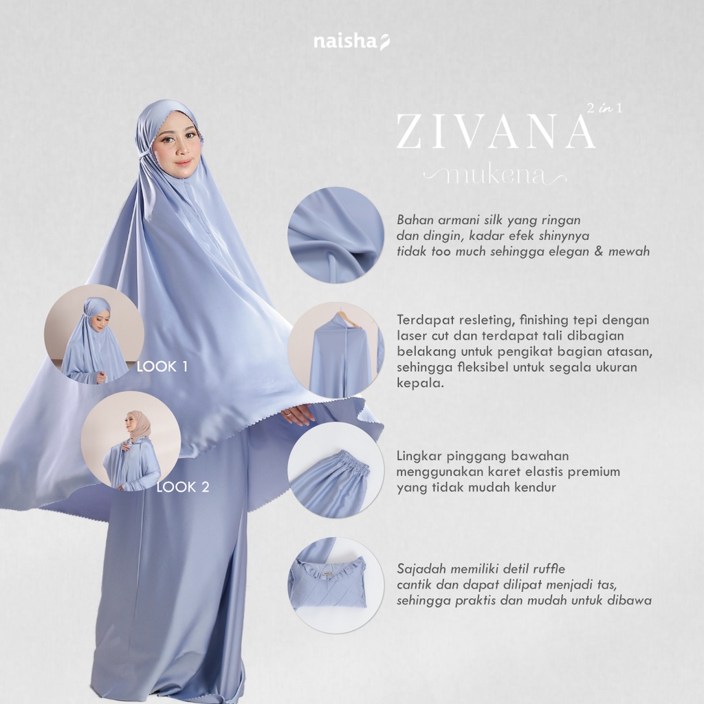 Zivana Mukena - Giter Store - Mukena Silk Premium 2in1 by Naisha