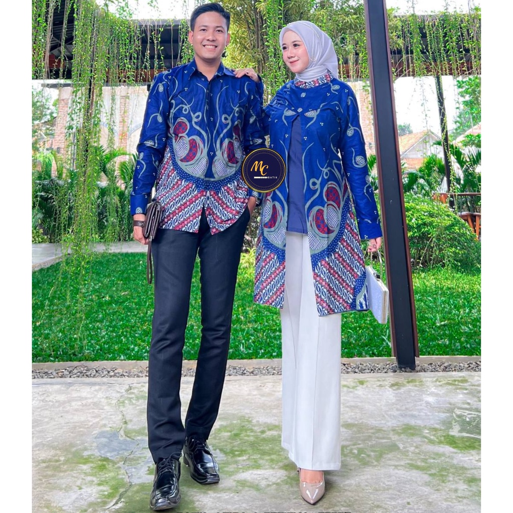 Batik Couple (MCbatik) - Batik Couple Tunik Kemeja Motif Soft Terbaru Bahan Katun Mix Moscrepe Ready Seragam Kantor M L XL XXL Jumbo