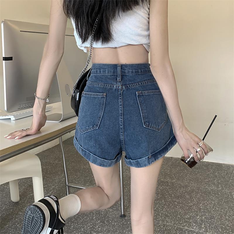 Celana jeans high waist wanita stretch kulot jeans korea hotpants cewek jeans celana pendek hitam denim celana pendek dewasa ootd