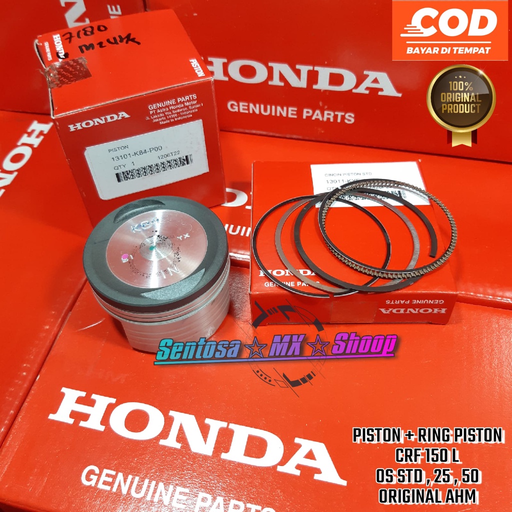 ( CRF 150 ) PISTON CRF150L + RING PISTON READY OS STD , 25 , 50 ORIGINAL AHM