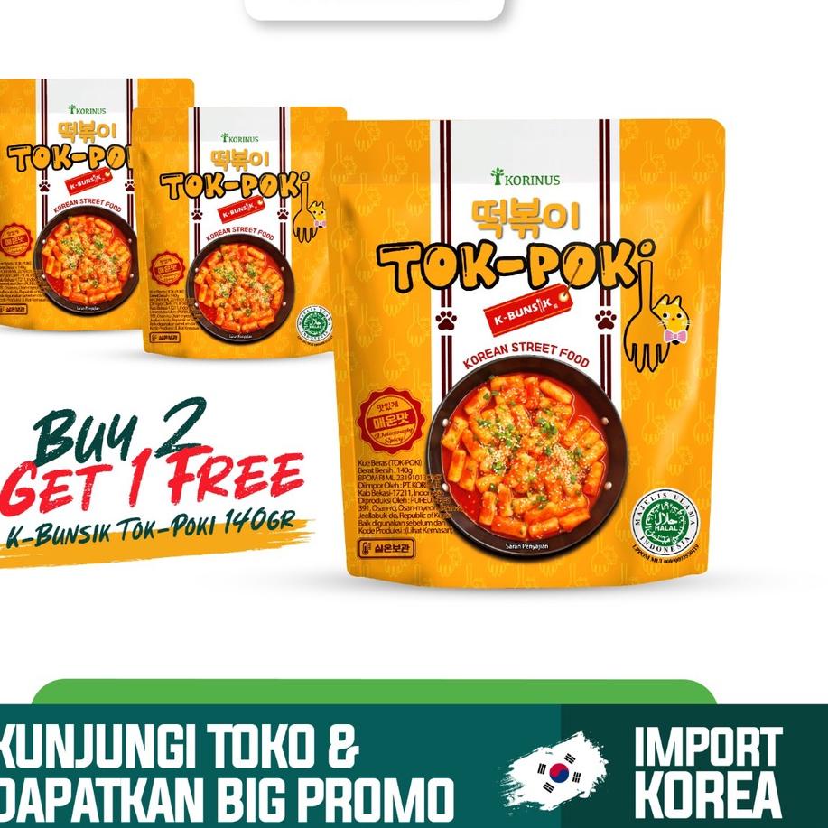 

✭ BUY 2 GET 1 FREE Korinus K - Bunsik Tokpoki / Tteokbokki / Toppoki / Tok-Poki Pedas instan Halal MUI ☎