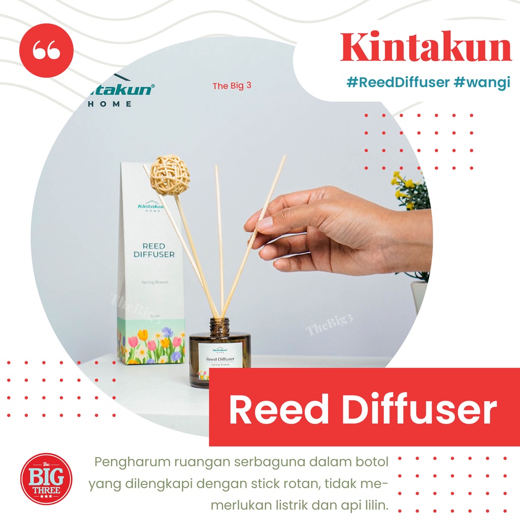 Kintakun Home Reed Diffuser Pengharum Pewangi Ruangan Aromaterapi 50ml Spring Breeze Sweet Pea - THEBIG3