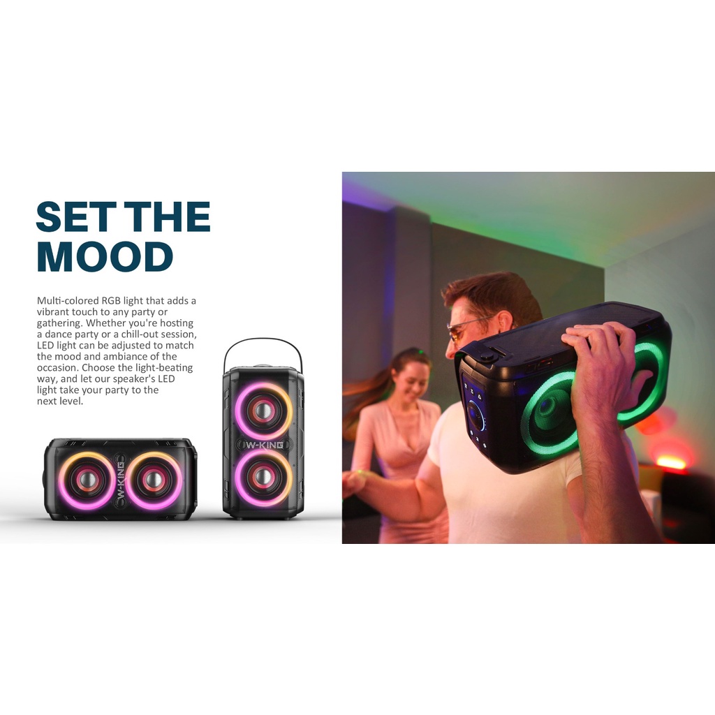 WKing Speaker Karaoke Bluetooth W-KING T9ii 2 MIC Wireless Portable Party Box Travelling TWS X-BASS Super Bass