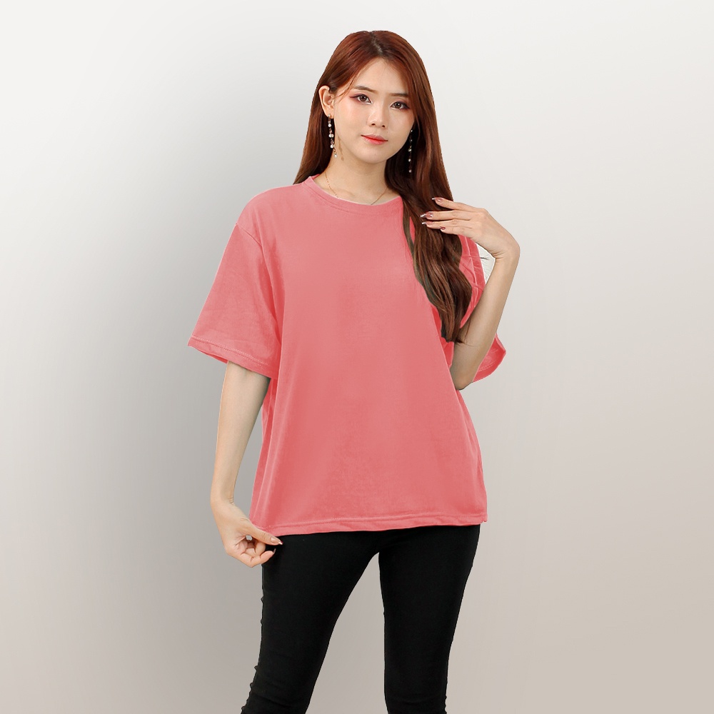 Kaos Tshirt Lengan pendek oversized Wanita Gaya korea leher bulat polos - XSHOP Desting