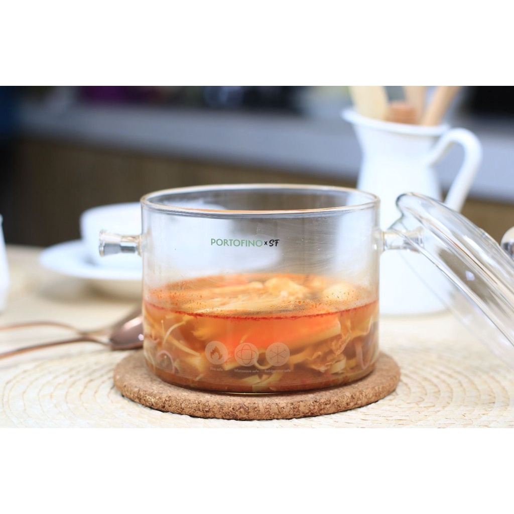 Borosilicate Casserole 1,5 L (Panci Kaca Multifungsi 2 in 1 nan Cantik) by Portofino