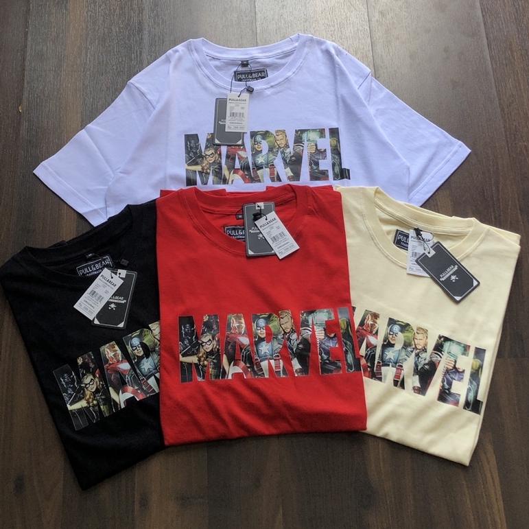 LANGSUNG KIRIM KAOS MARVEL - FULLTAG MIRROR 1:1 ORIGINAL PULL AND BEAR TSHIRT PRIA & WANITA