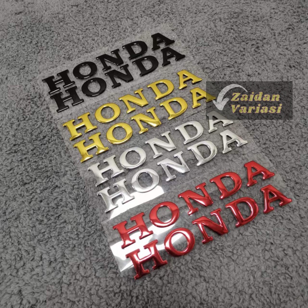 Sticker Logo Emblem Honda Timbul Tulisan 2 Pcs Sepasang Stiker Motor 3d Untuk Kiri Dan Kanan Dekorasi Tiga Dimensi Beat Vario 125 F1 150 Chrome Gold