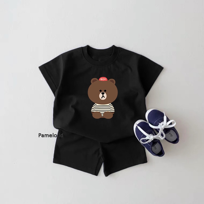 Pamelo.id Set Anak Viral / Bear BoY / Fashion Anak / Stelan baju anak / Korea Style / Set Balita