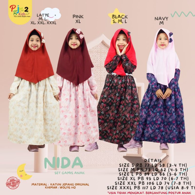 100% ORI Nida dress set anak by PGJ Kids 2