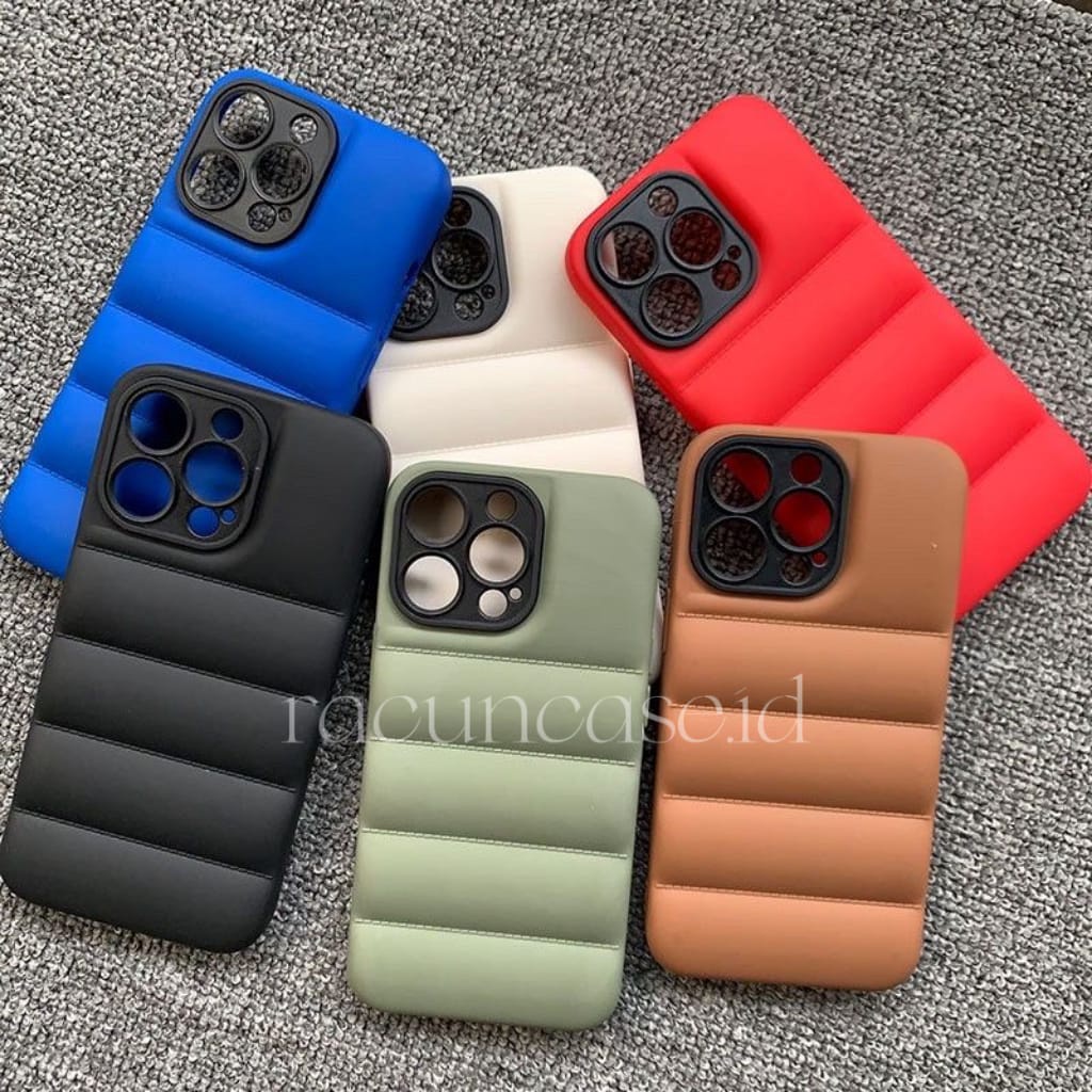 CASE PUFFY WINTER DOWN JACKET SILICONE FULL LENSCOVER FOR IPHONE 7/8 /SE 2/7+/8+/X/XS MAX/XR/11/11PRO/11PRO MAX/12/12RO/12PRO MAX/13/13 PRO/13 PRO MAX/14/14 PRO/14 PRO MAX PUFFY CASE IPHONE
