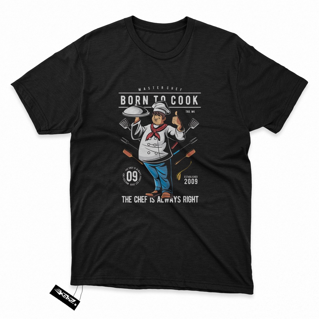 KAOS Born To Cook - KOKI | URU MASAK - Kain Katun Tshirt / baju distro Keren gambar desain ilustrasi